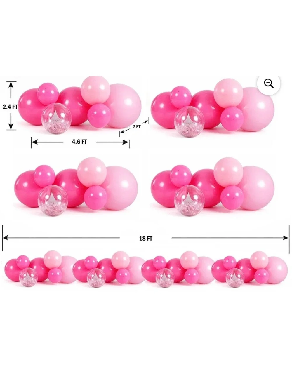 PartyAire Pink Paradise 28-Piece Reusable Inflatable Balloon Garland Kit